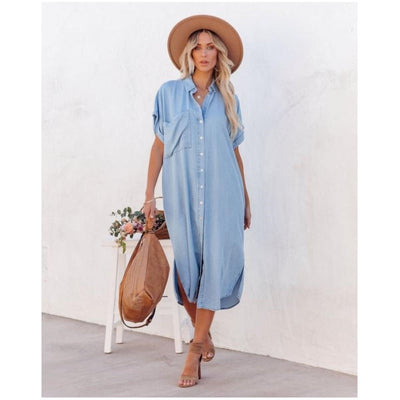 Robe d'été décontractée et intemporelle en denim pour femmes