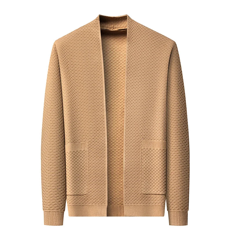 Cardigan Classique pour Homme – Design Ouvert Texturé avec Détails Modernes