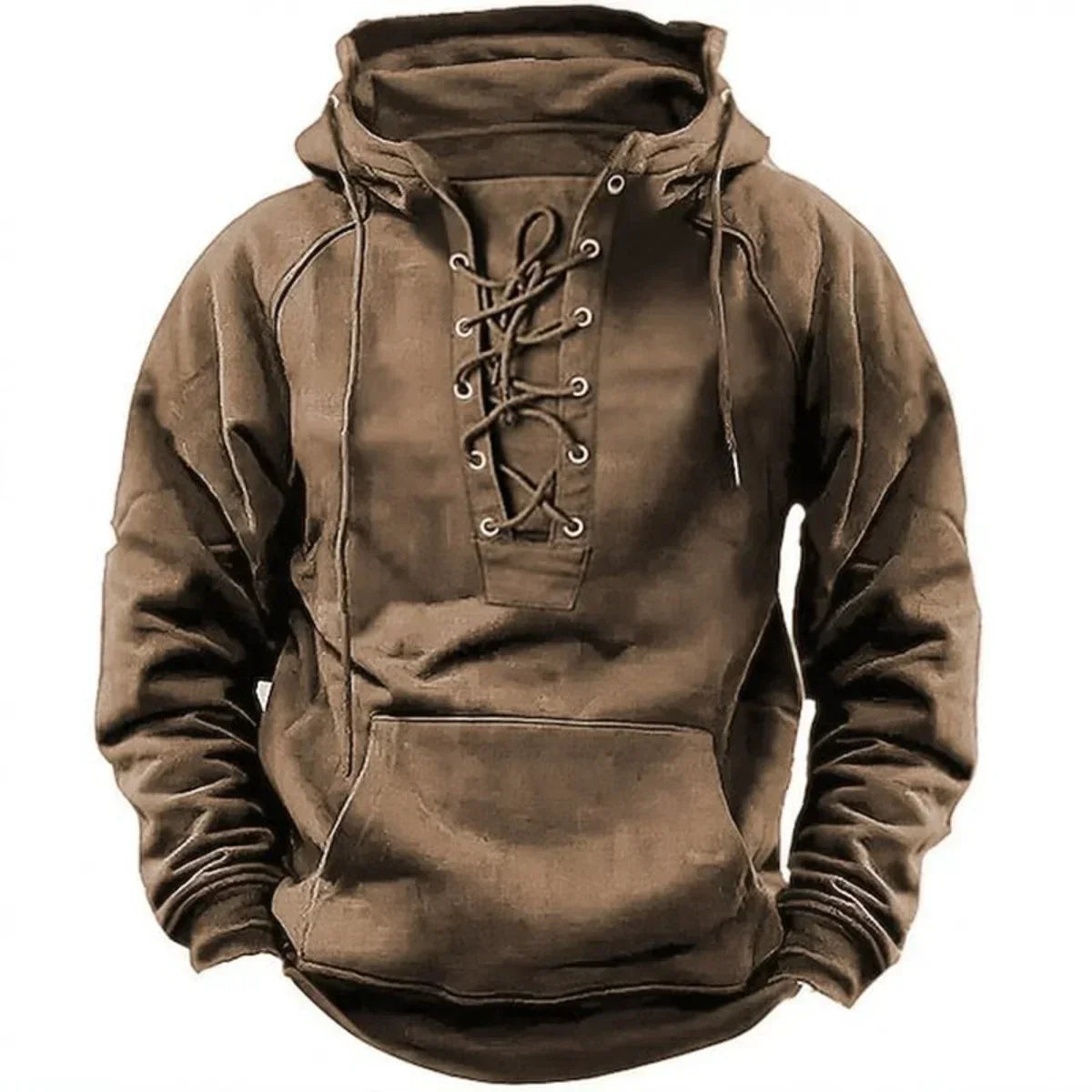 Sweat à Capuche Vintage Homme – Devant Lacé Style Rétro
