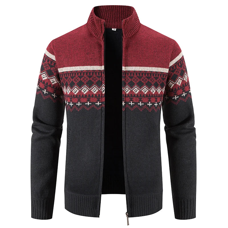 Pull en Maille Homme – Design Demi-Zip à Torsades au Charme Automnal