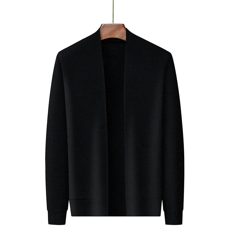Cardigan Classique pour Homme – Design Ouvert Texturé avec Détails Modernes