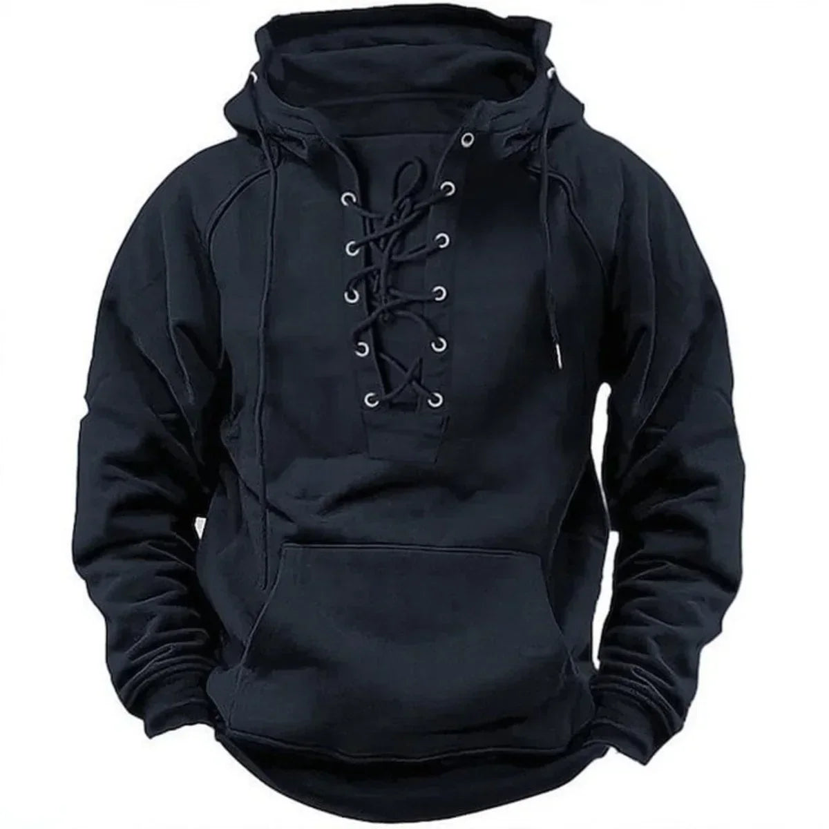 Sweat à Capuche Vintage Homme – Devant Lacé Style Rétro