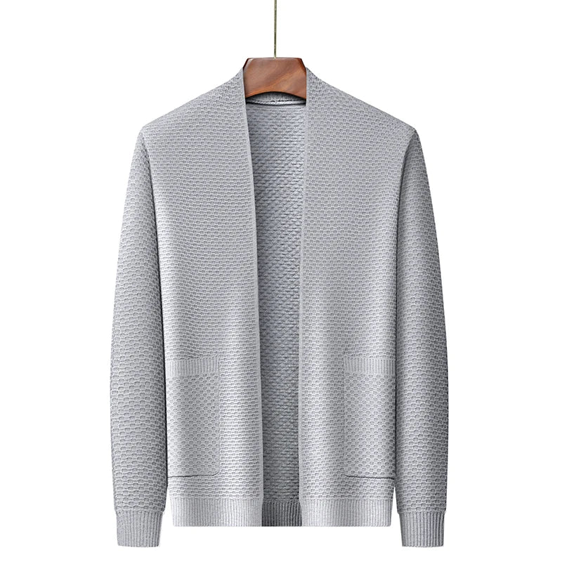 Cardigan Classique pour Homme – Design Ouvert Texturé avec Détails Modernes