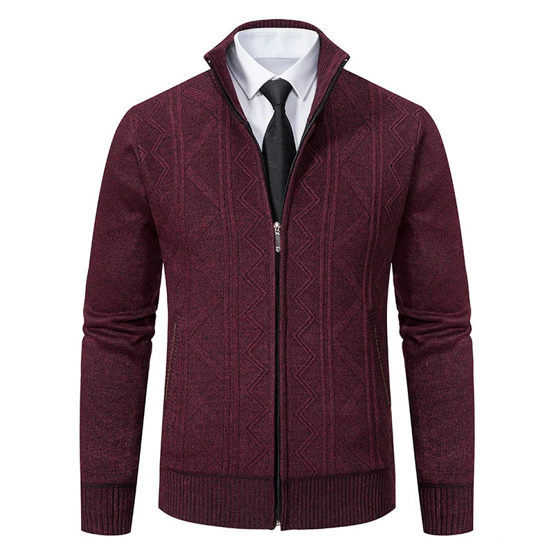Patterned Sweater for Men – Refined Zipped Knit with Geometric Details