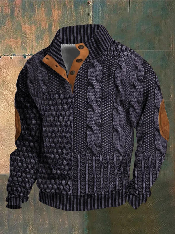 Pull en Maille Homme – Demi-Zip à Torsades avec Charme Classique