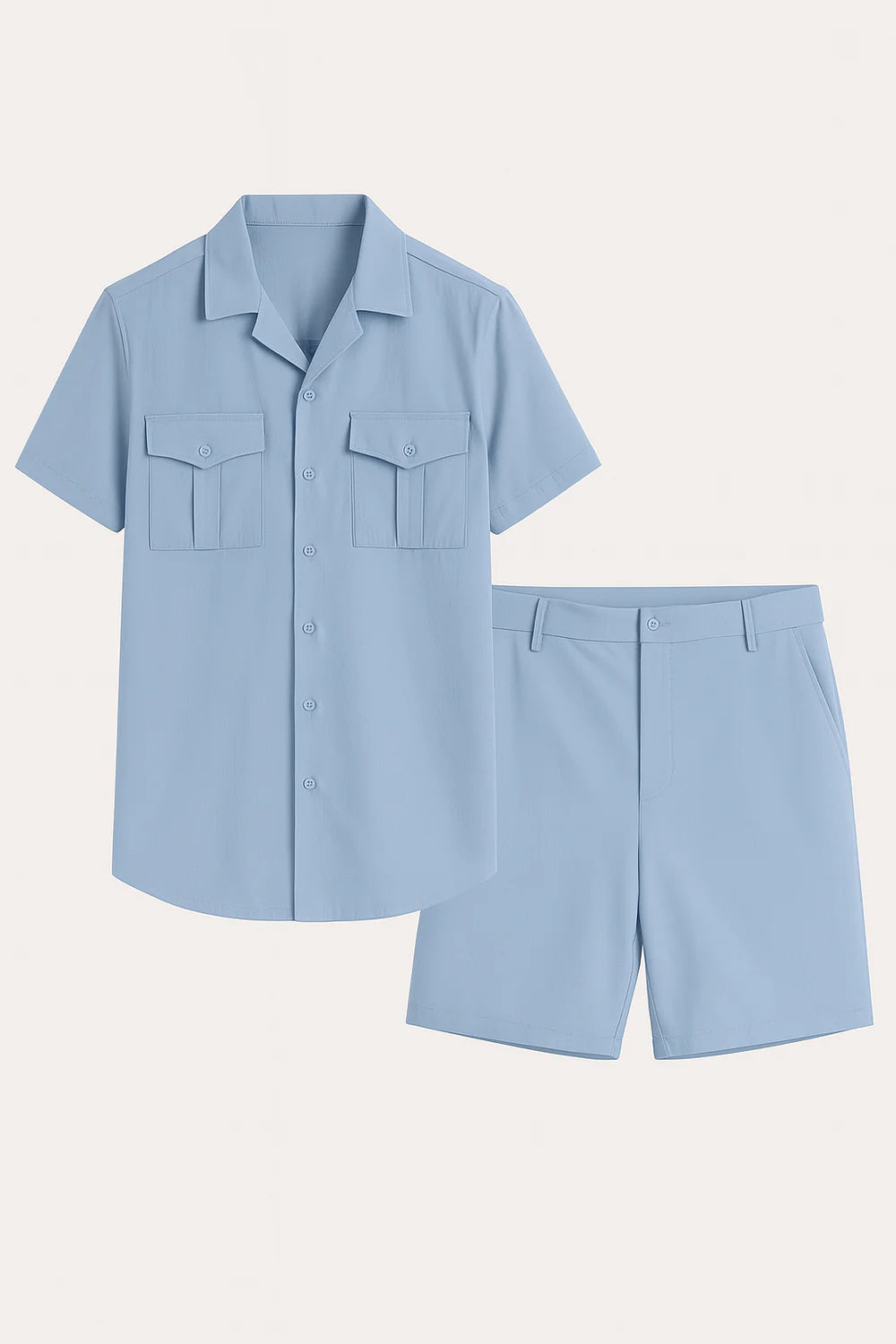Ensemble élégant pour hommes – Polo et short – Bleu clair