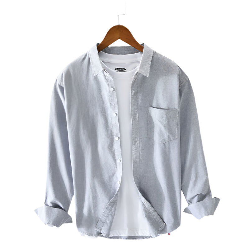 Chemise Oxford d'Été Élégante pour Homme – Gris clair