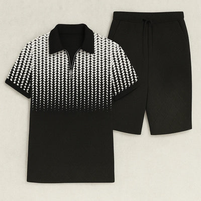 Ensemble Décontracté Moderne pour Homme avec Imprimé Tendance – Blanc-Noir
