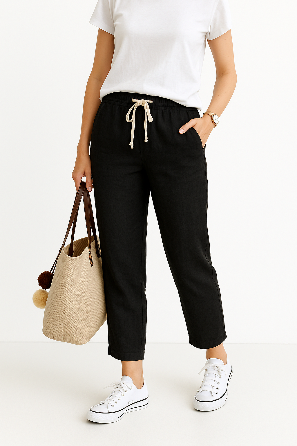 Pantalon d'été classique à jambes droites pour femmes