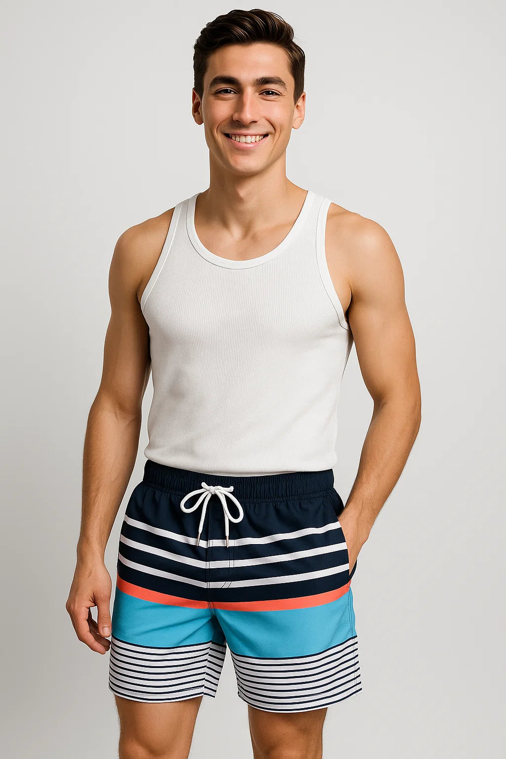 Short de plage estival tendance pour homme – Bleu océan