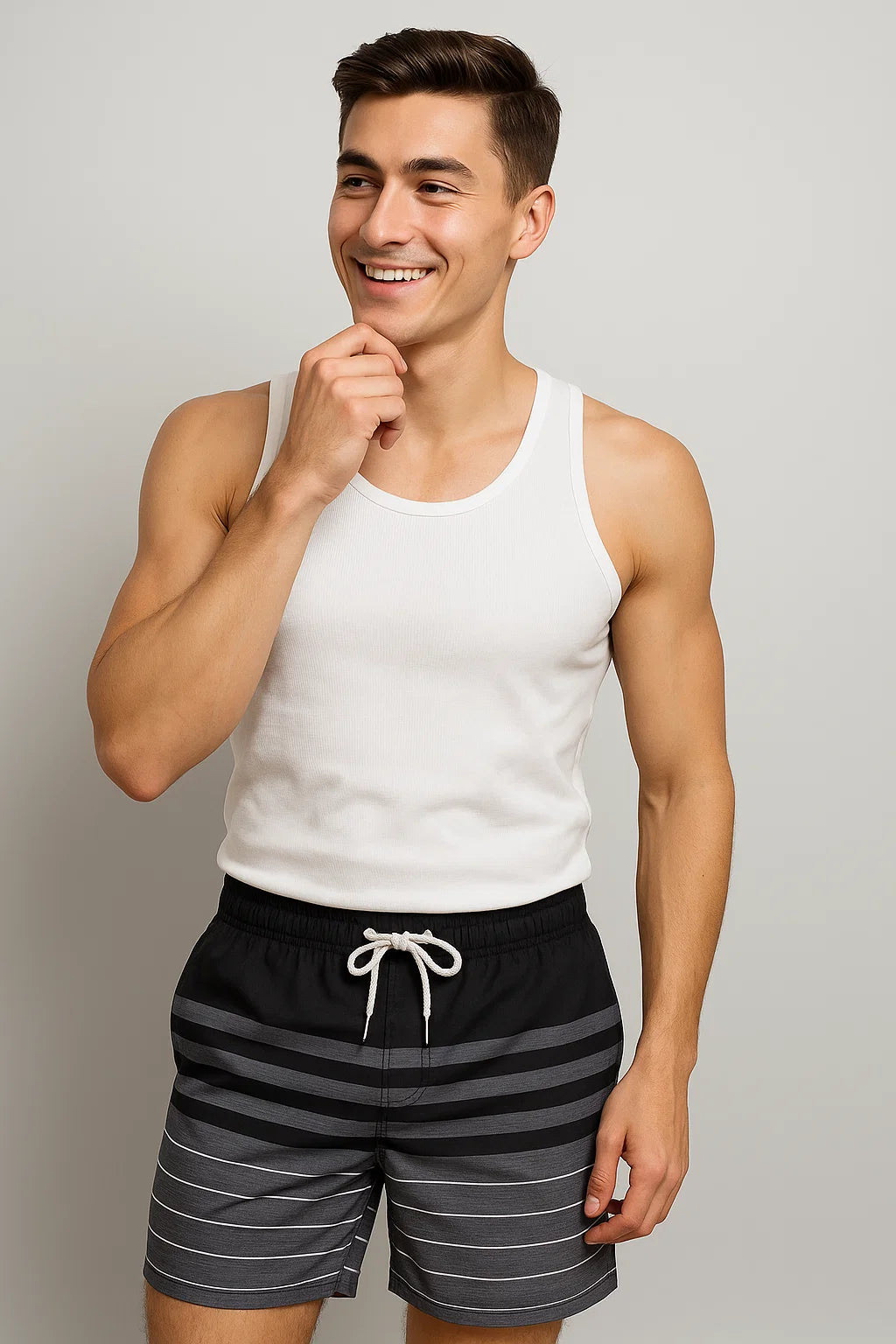 Short de plage estival tendance pour homme – Rayé noir