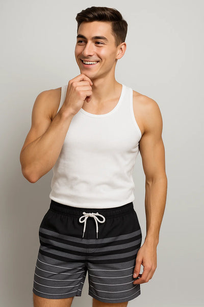 Short de plage estival tendance pour homme – Rayé noir