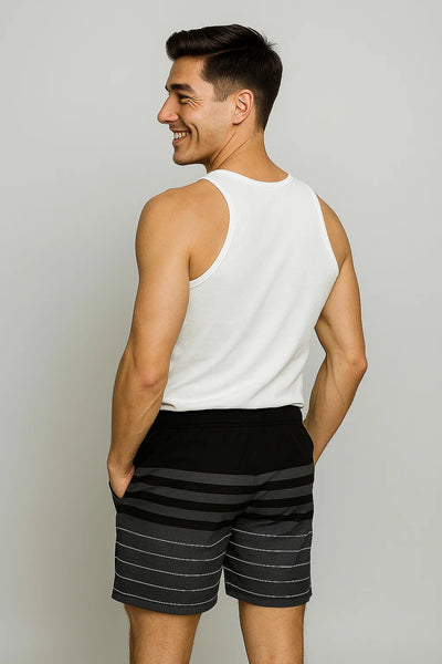 Short de plage estival tendance pour homme – Rayé noir