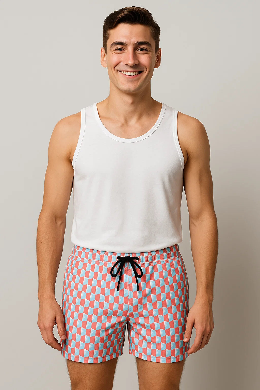 Short de plage estival tendance pour homme – Motifs roses