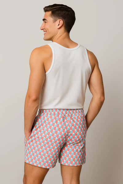 Short de plage estival tendance pour homme – Motifs roses