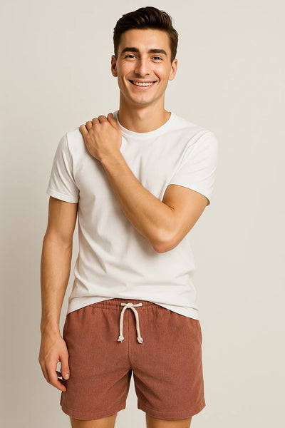 Shorts d'Été en Velours Côtelé Tendance pour Homme – Rose