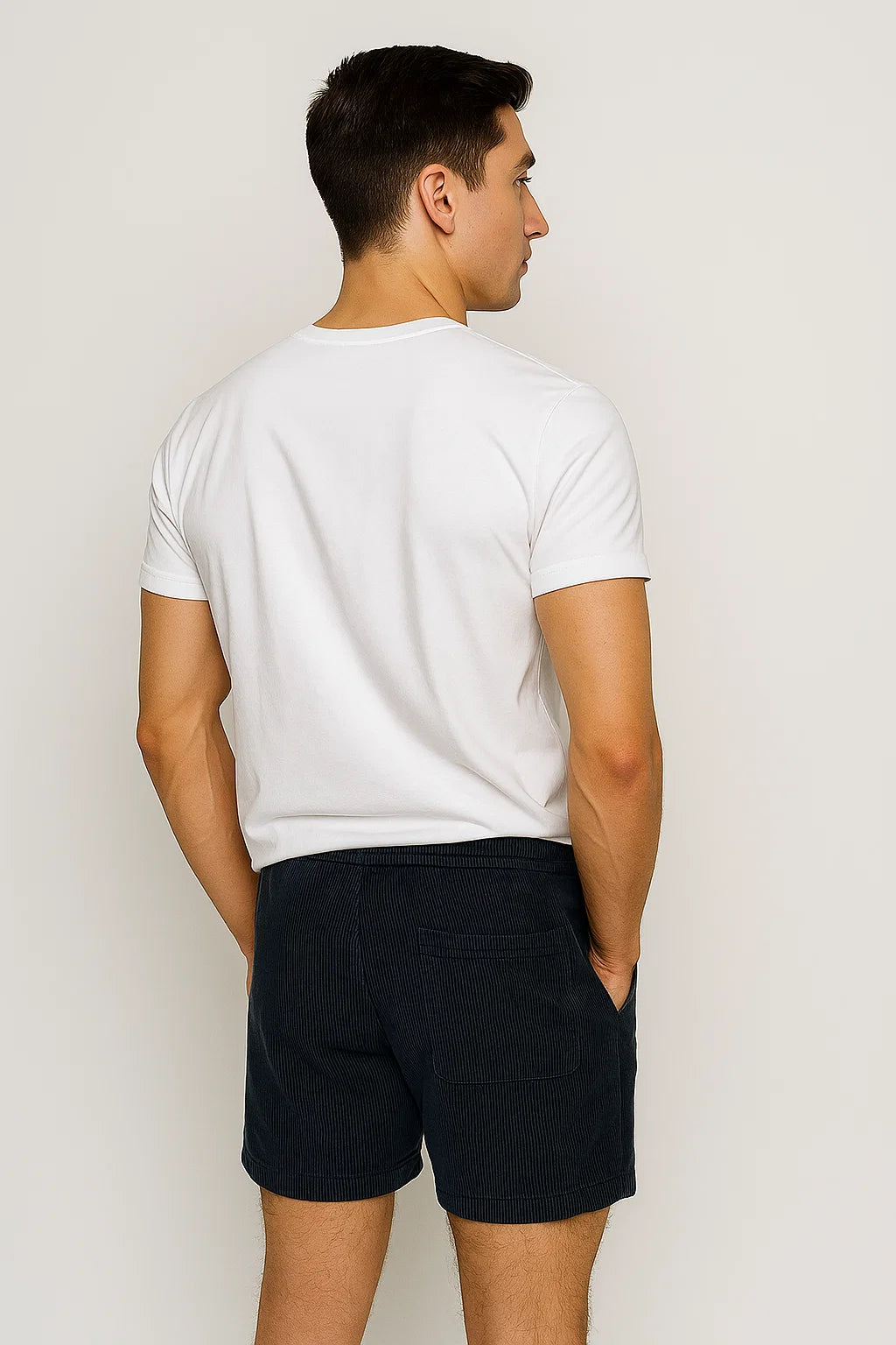Shorts d'Été en Velours Côtelé Tendance pour Homme – Bleu Marine