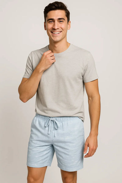 Short d'Été en Lin au Style Moderne pour Homme – Bleu