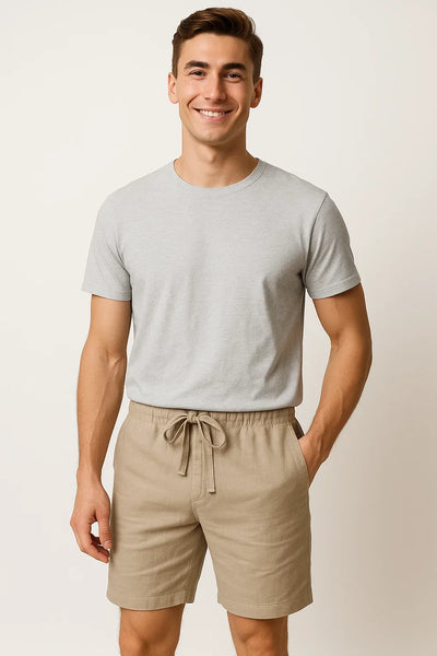 Short d'Été en Lin au Style Moderne pour Homme – Marron
