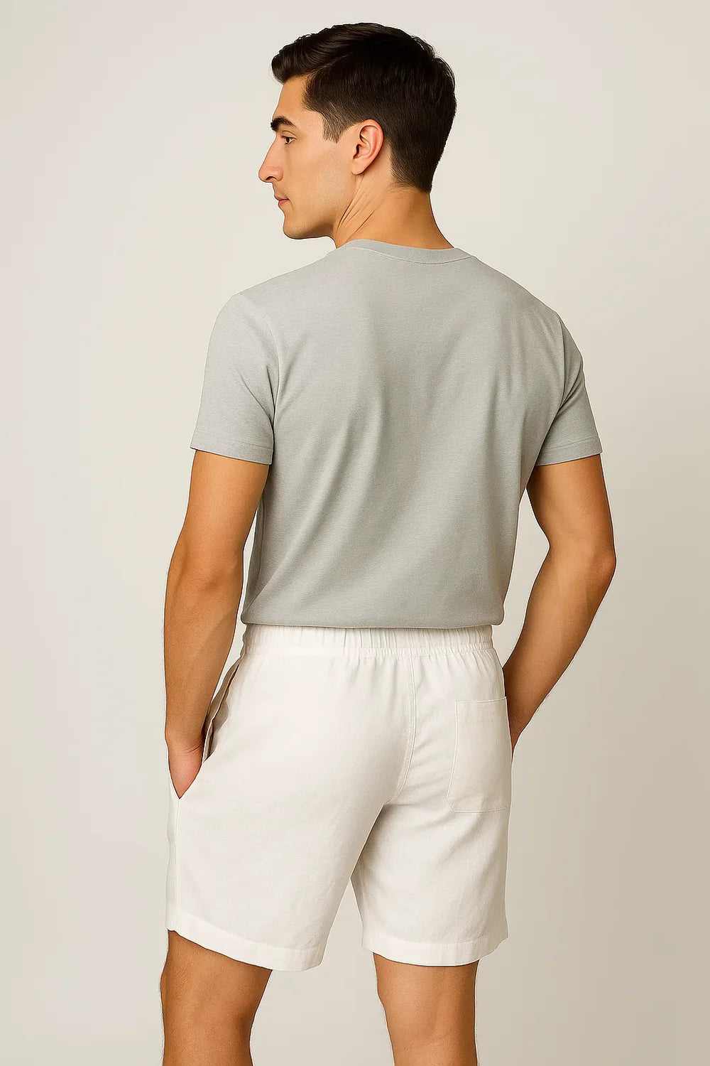 Short d'Été en Lin au Style Moderne pour Homme – Blanc