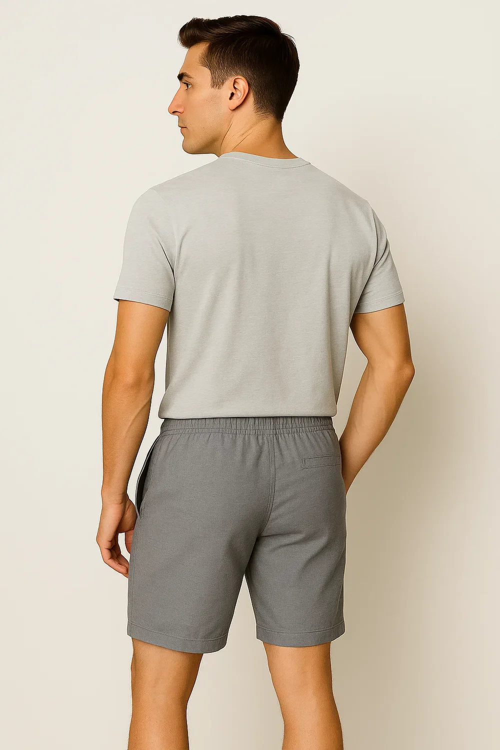 Short d'Été en Lin au Style Moderne pour Homme – Gris