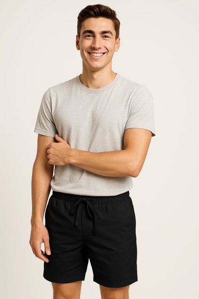 Short d'Été en Lin au Style Moderne pour Homme – Noir