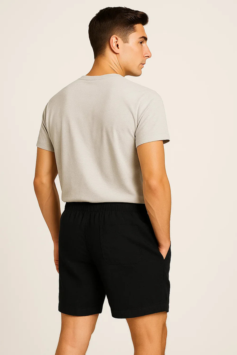 Short d'Été en Lin au Style Moderne pour Homme – Noir