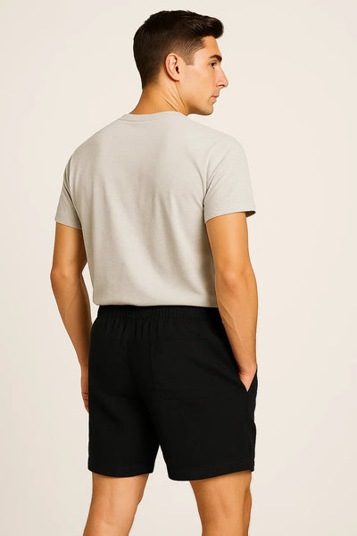 Short d'Été en Lin au Style Moderne pour Homme – Noir