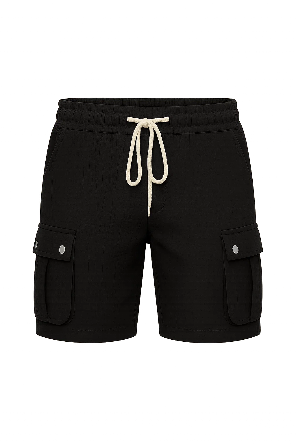 Short Cargo d'Été en Lin Tendance pour Homme – Noir