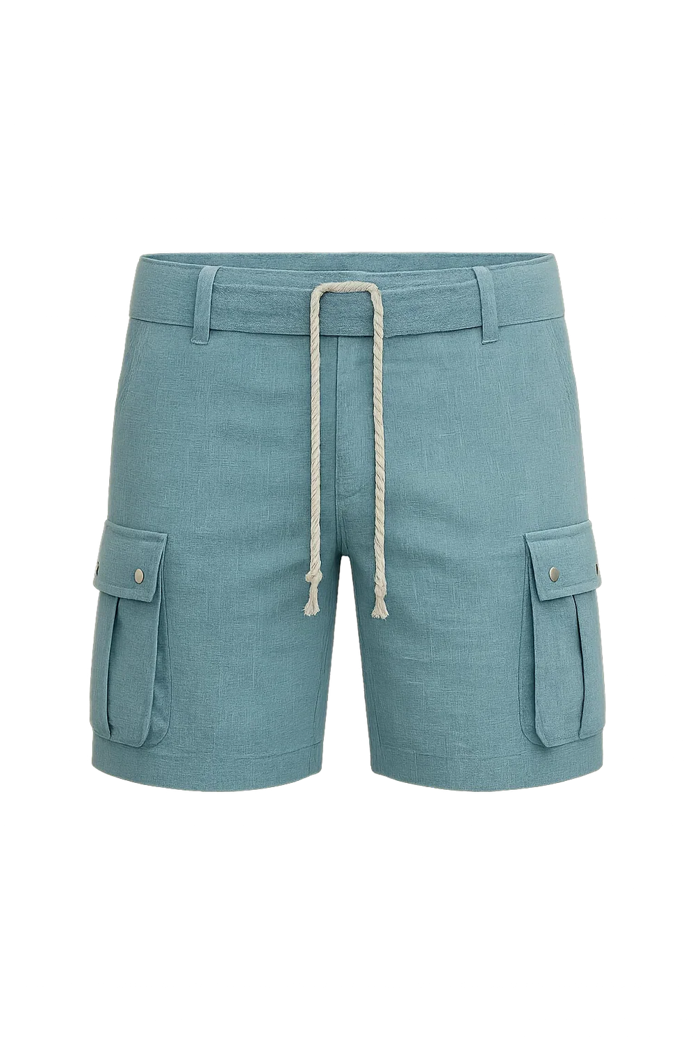 Short Cargo d'Été en Lin Tendance pour Homme – Bleu clair