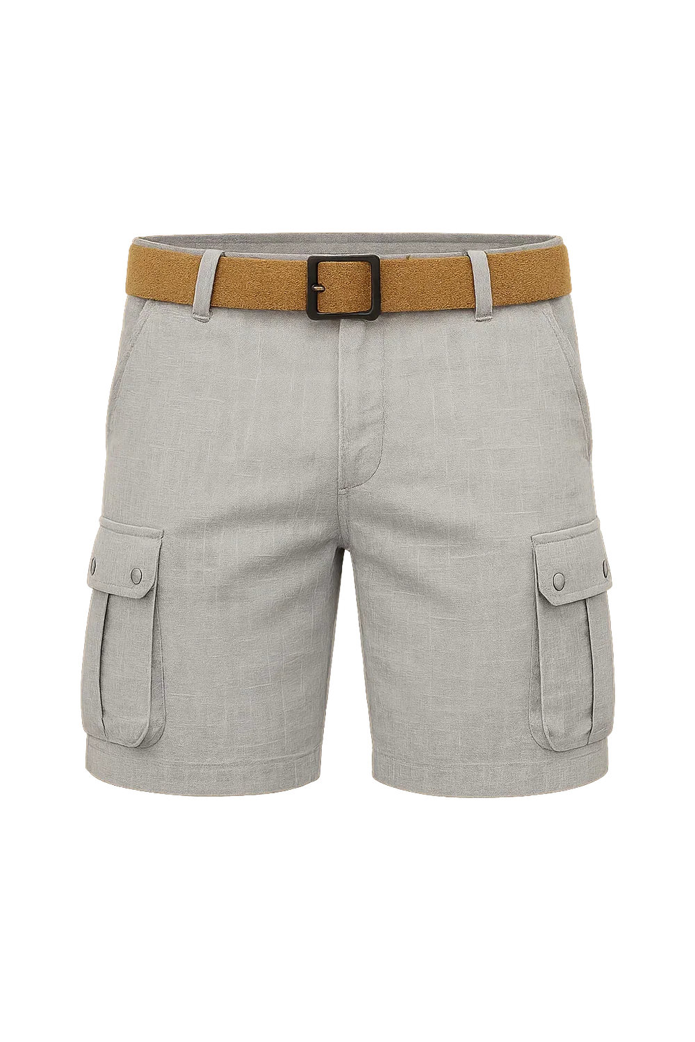 Short Cargo d'Été en Lin Tendance pour Homme – Gris clair
