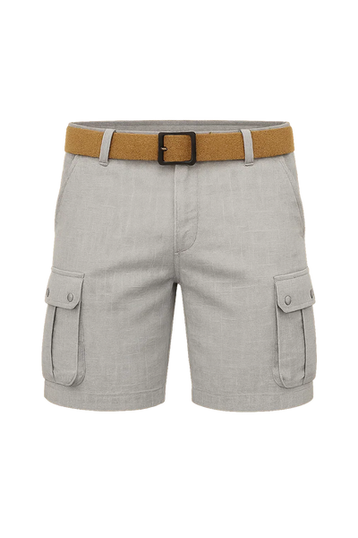 Short Cargo d'Été en Lin Tendance pour Homme – Gris clair
