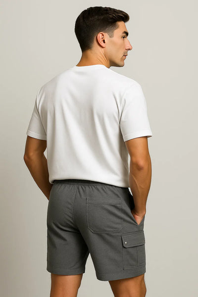 Short Cargo d'Été en Lin Tendance pour Homme – Gris foncé
