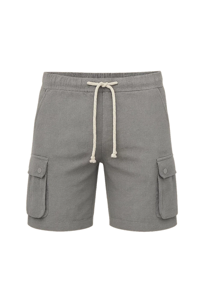 Short Cargo d'Été en Lin Tendance pour Homme – Gris foncé