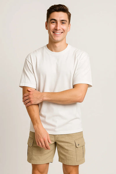 Short Cargo d'Été en Lin Tendance pour Homme – Kaki
