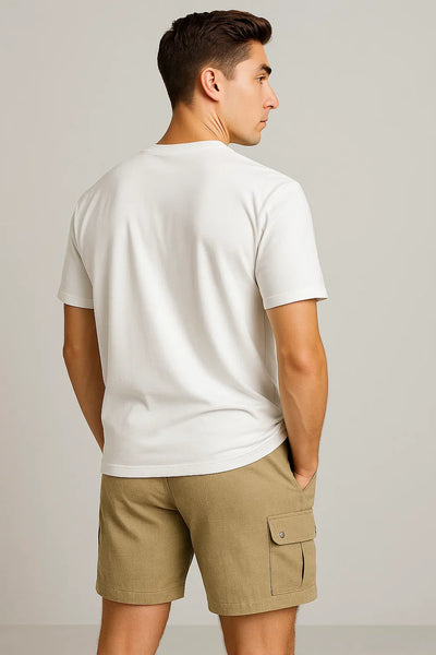 Short Cargo d'Été en Lin Tendance pour Homme – Kaki