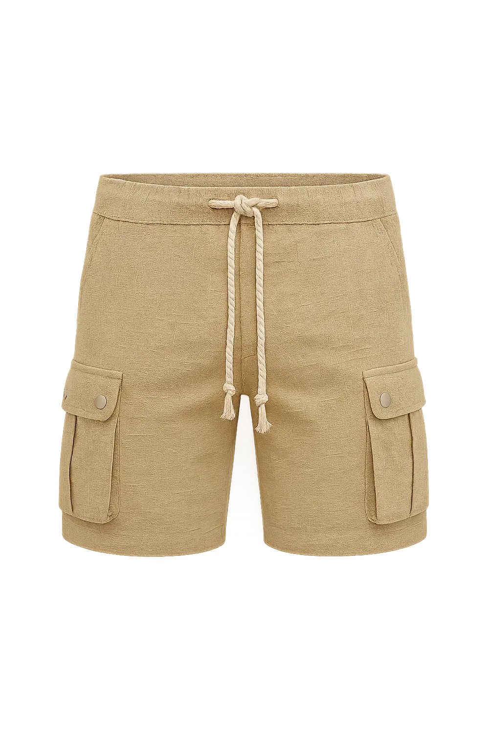 Short Cargo d'Été en Lin Tendance pour Homme – Kaki