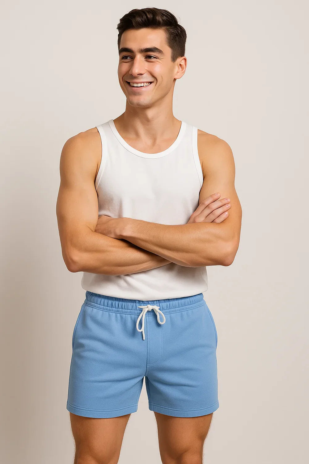 Short d'Été Ajusté Moderne pour Homme – Bleu