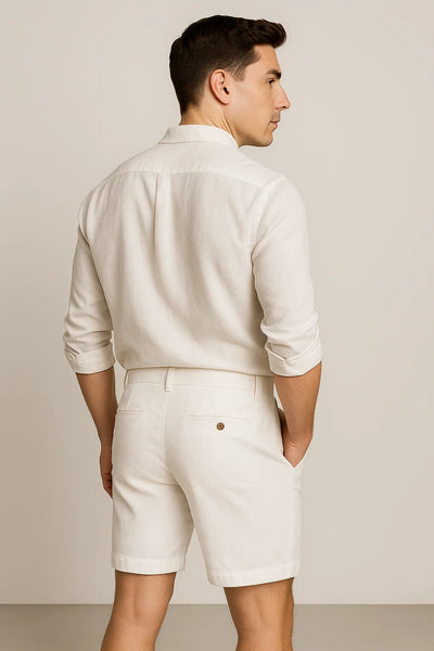 Short d'Été Tendance en Lin pour Homme – Blanc