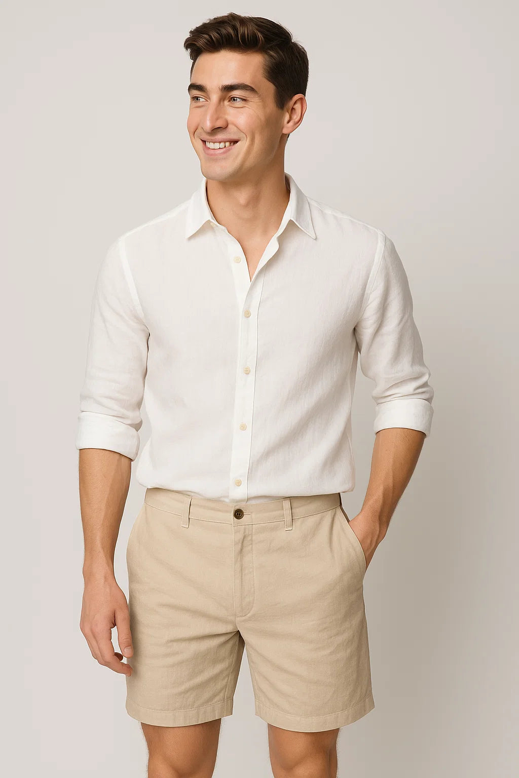 Short d'Été Tendance en Lin pour Homme – Kaki