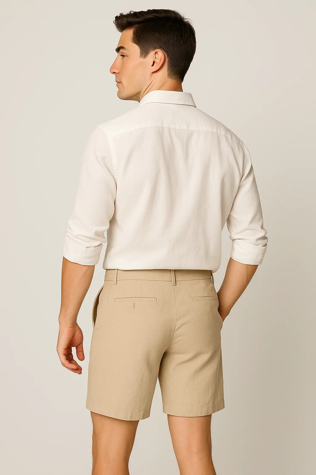 Short d'Été Tendance en Lin pour Homme – Kaki