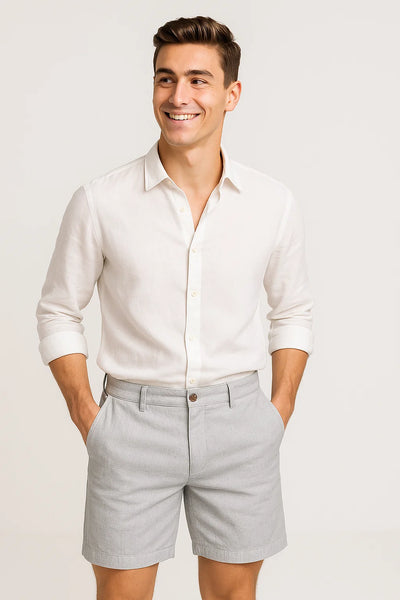 Short d'Été Tendance en Lin pour Homme – Gris