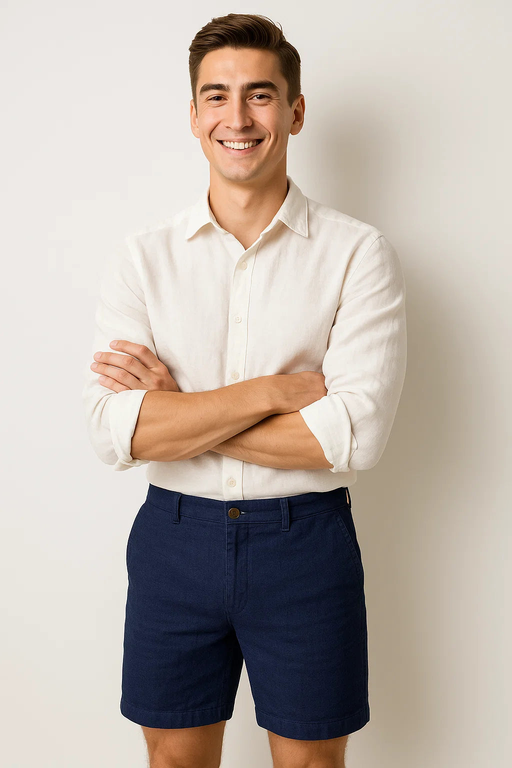 Short d'Été Tendance en Lin pour Homme – Bleu Foncé