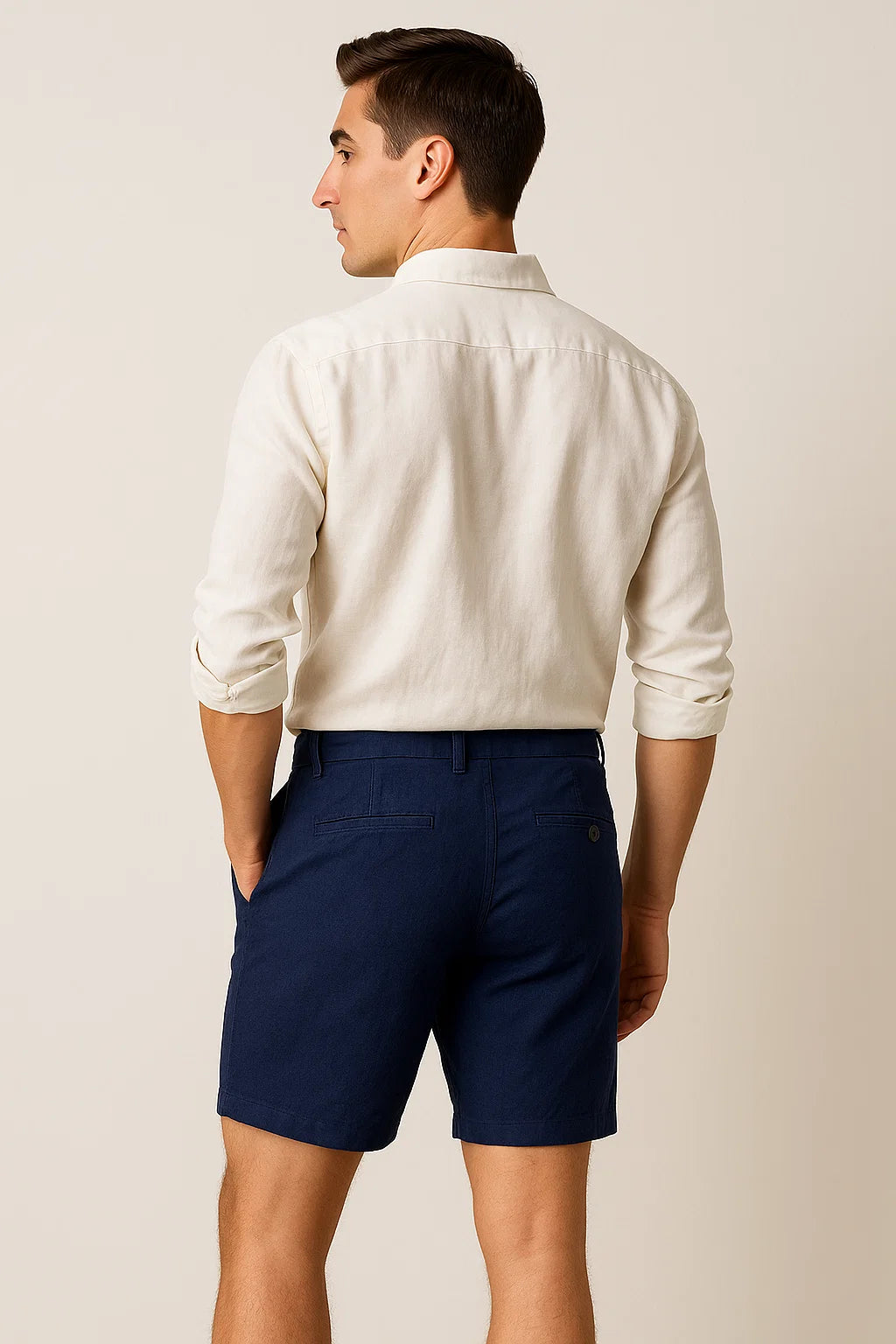 Short d'Été Tendance en Lin pour Homme – Bleu Foncé
