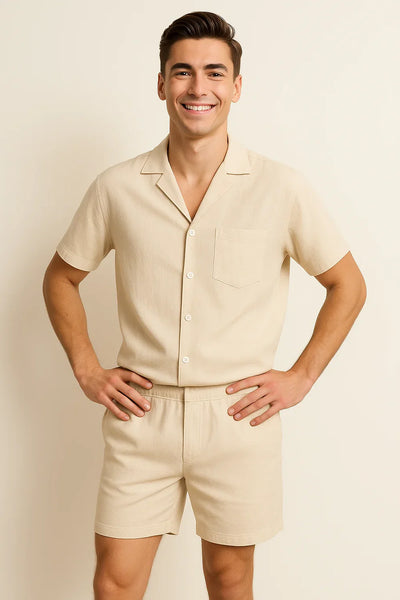 Ensemble en Lin pour Homme au Style Moderne – Beige