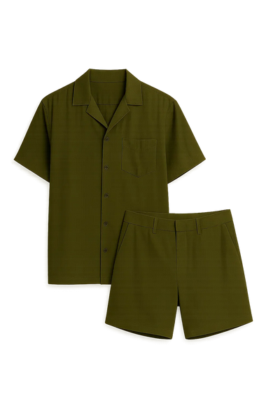 Ensemble en Lin pour Homme au Style Moderne – Vert Foncé