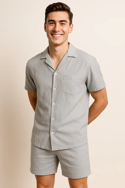 Ensemble en Lin pour Homme au Style Moderne – Gris Foncé