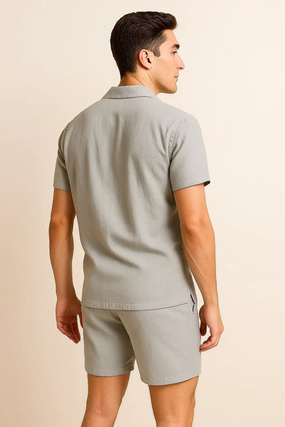 Ensemble en Lin pour Homme au Style Moderne – Gris Foncé