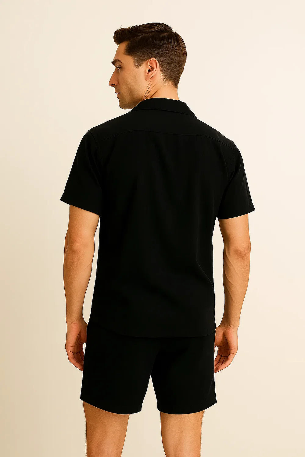 Ensemble en Lin pour Homme au Style Moderne – Noir Foncé