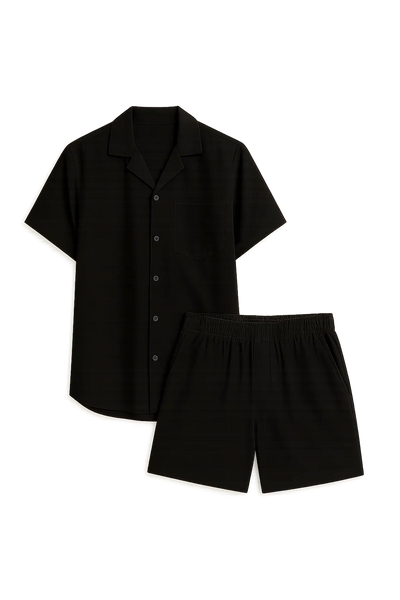Ensemble en Lin pour Homme au Style Moderne – Noir Foncé